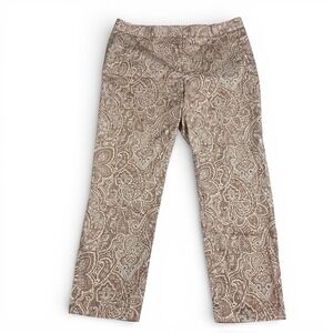 Charter Club Womens 14 Classic Fit Tummy Control Tan Paisley Pants Boho Academia